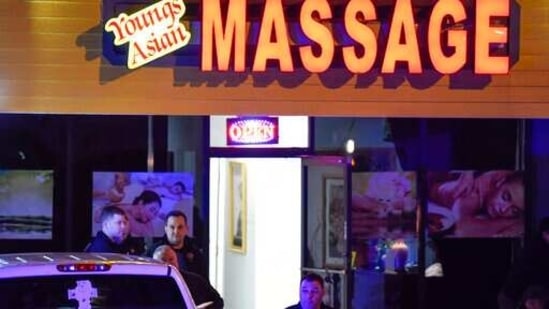 Atlanta police officers responding to a call of a robbery in progress at one spa around 5:50 p.m. found three women dead from apparent gunshot wounds, police said. While they were at that scene, they learned of a call reporting shots fired at another spa across the street and found a woman who appeared to have been shot dead inside the business. (AP) Atlanta police officers responding to a call of a robbery in progress at one spa around 5:50 p.m. found three women dead from apparent gunshot wounds, police said. While they were at that scene, they learned of a call reporting shots fired at another spa across the street and found a woman who appeared to have been shot dead inside the business. (AP)