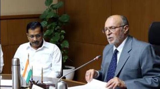 Delhi chief minister Arvind Kejriwal with Lt Governor of Delhi Anil Baijal at a meeting in 2020. (HT archive) Delhi chief minister Arvind Kejriwal with Lt Governor of Delhi Anil Baijal at a meeting in 2020. (HT archive)