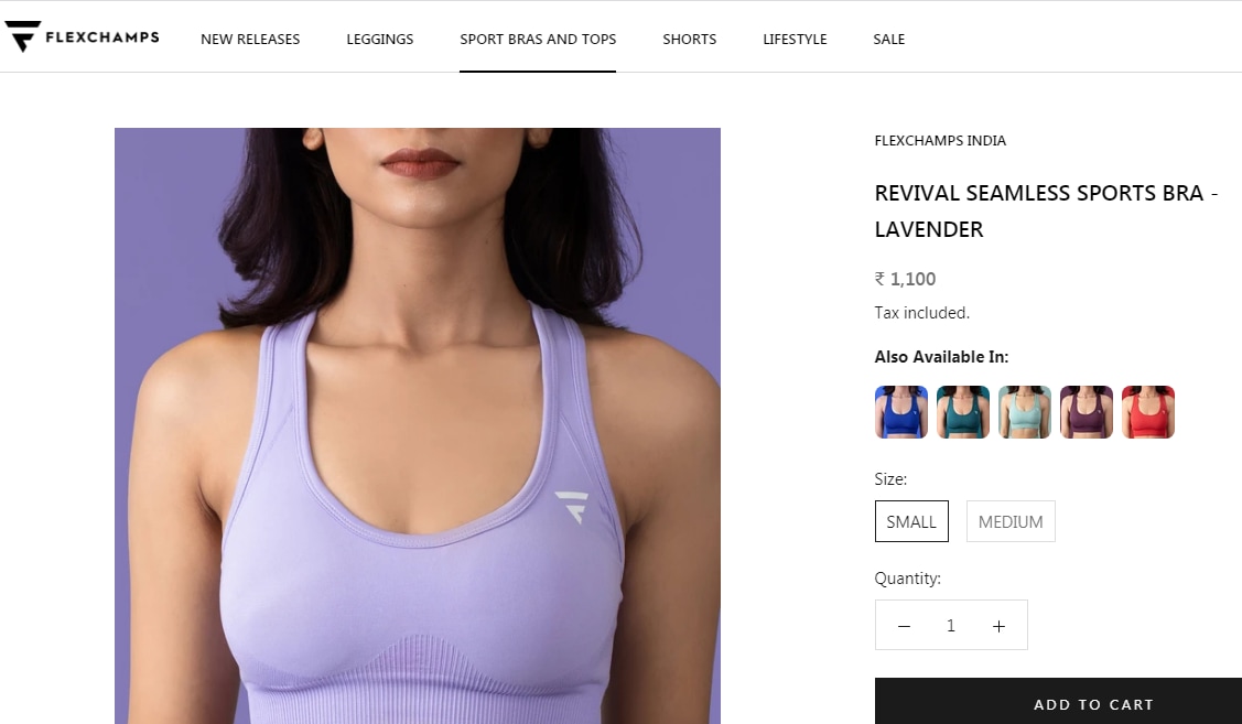 Mouni Roy’s lavender sports bra from Flexchamps India (flexchamps.com)
