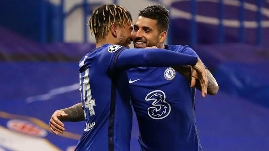 Chelsea's Emerson celebrates scoring their second goal with Reece James.(REUTERS)
