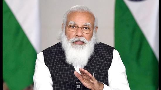 *Prime Minister Narendra Modi interacts with the chief ministers on Covid-19 situation, through video conferencing, in New Delhi, on March 17. (PTI)