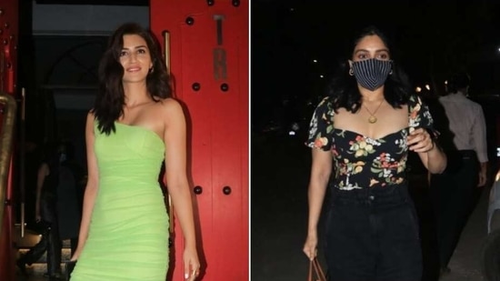 Kriti Sanon and Bhumi Pednekar were snapped in Mumbai last night as they went out for dinners. The two actors showed up at their respective venues in two very different styles of date night looks and we are taking notes from both.(Varinder Chawla)