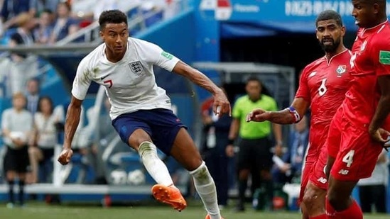 England's Jesse Lingard scores a goal.(Reuters)