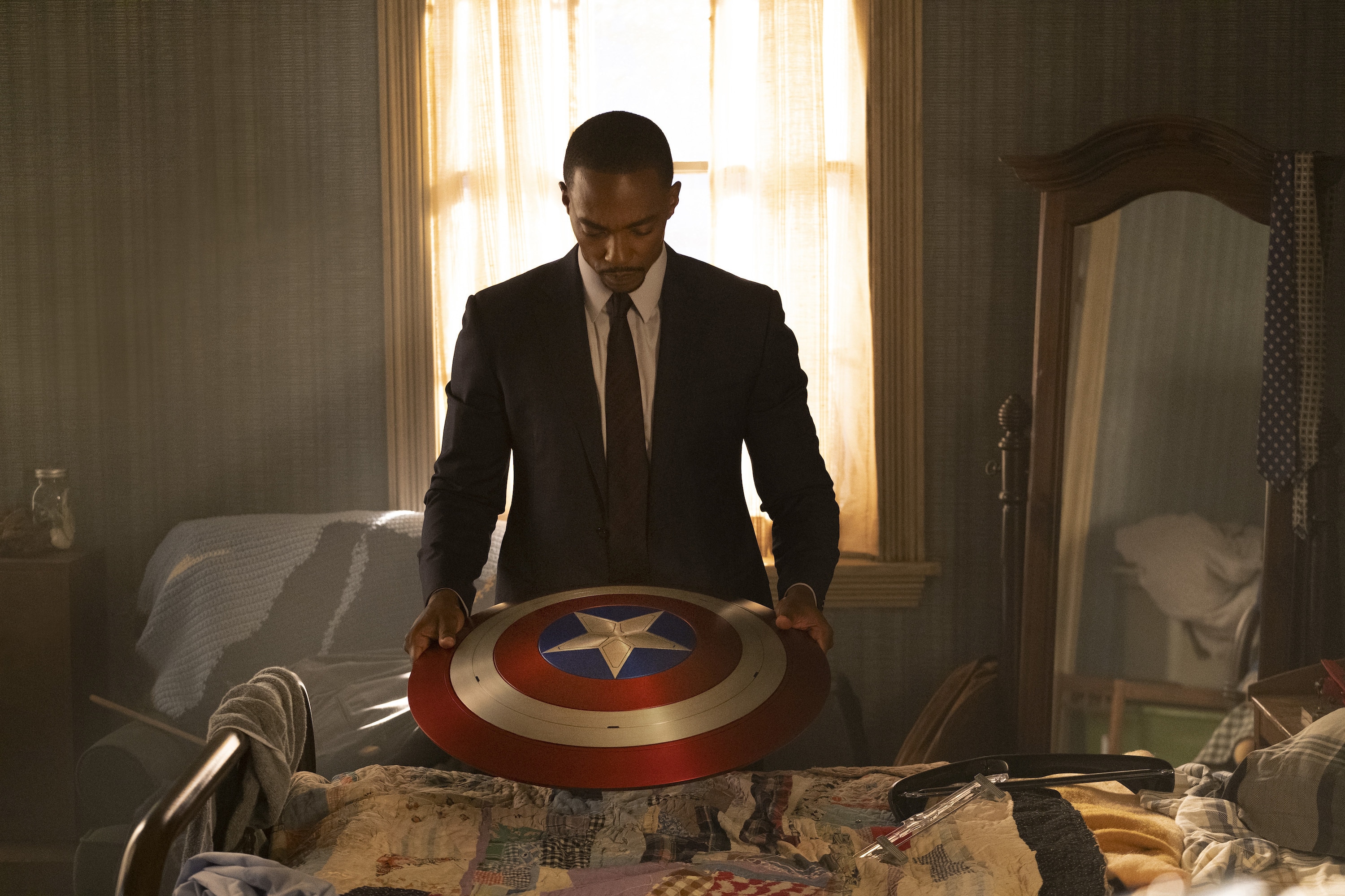 Anthony Mackie in a still from The Falcon and the Winter Soldier. Anthony Mackie in a still from The Falcon and the Winter Soldier.