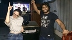 Tamannaah Bhatia in the dubbing studio. Tamannaah Bhatia in the dubbing studio.