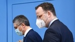 German Health Minister Jens Spahn (R) and the head of Robert Koch Institute (RKI) Lothar Wieler leave after a joint news conference, amid the spread of the coronavirus disease (Covid-19) in Berlin, on March 5, 2021. (AFP) German Health Minister Jens Spahn (R) and the head of Robert Koch Institute (RKI) Lothar Wieler leave after a joint news conference, amid the spread of the coronavirus disease (Covid-19) in Berlin, on March 5, 2021. (AFP)