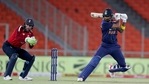 India's KL Rahul, right, plays a shot during the fourth Twenty20 cricket match between India and England at Narendra Modi Stadium in Ahmedabad.(AP) India's KL Rahul, right, plays a shot during the fourth Twenty20 cricket match between India and England at Narendra Modi Stadium in Ahmedabad.(AP)