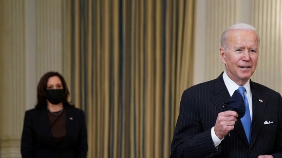 US President Joe Biden and Vice President Kamala Harris., March 2, 2021. REUTERS/Kevin Lamarque