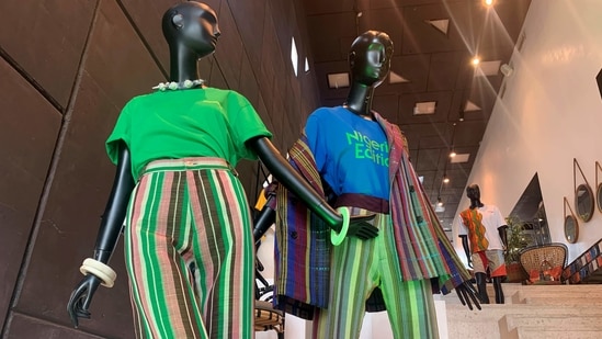 African inspired outfits are seen on a mannequin in the Alara luxury store in Lagos, Nigeria March 12, 2021.  (REUTERS)