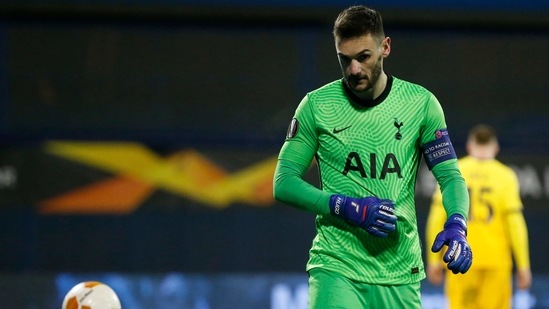 Hugo Lloris gestures after Dinamo Zagreb's Mislav Orsic scores his side's opening goal during the Europa League round of 16 second leg soccer match between Dinamo Zagreb and Tottenham Hotspur.(AP)