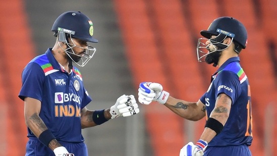 Indian captain Virat Kohli and batsman Hardik Pandya(PTI) Indian captain Virat Kohli and batsman Hardik Pandya(PTI)