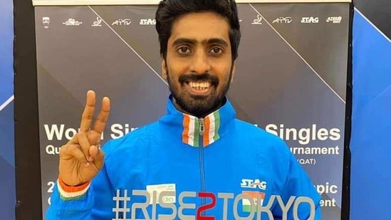 Indian table tennis player Sathiyan G(Twitter/Sathiyan)