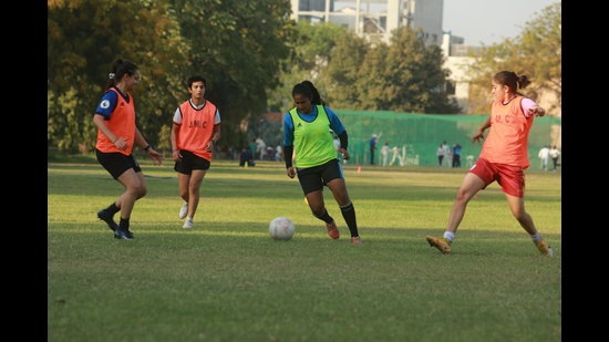 Women footballers say they hope for better rewards and government support to enable them to pursue the sport. (Photo: HT/Manoj Verma) Women footballers say they hope for better rewards and government support to enable them to pursue the sport. (Photo: HT/Manoj Verma)
