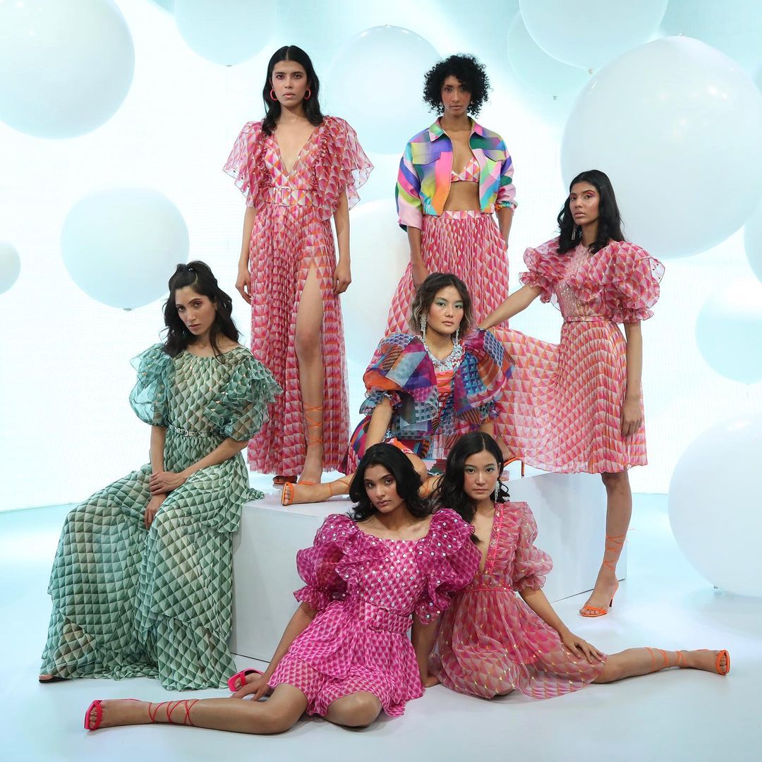 Models showcasing pieces from Kaleido, Pankaj and Nidhi's latest collection.(Instagram) Models showcasing pieces from Kaleido, Pankaj and Nidhi's latest collection.(Instagram)