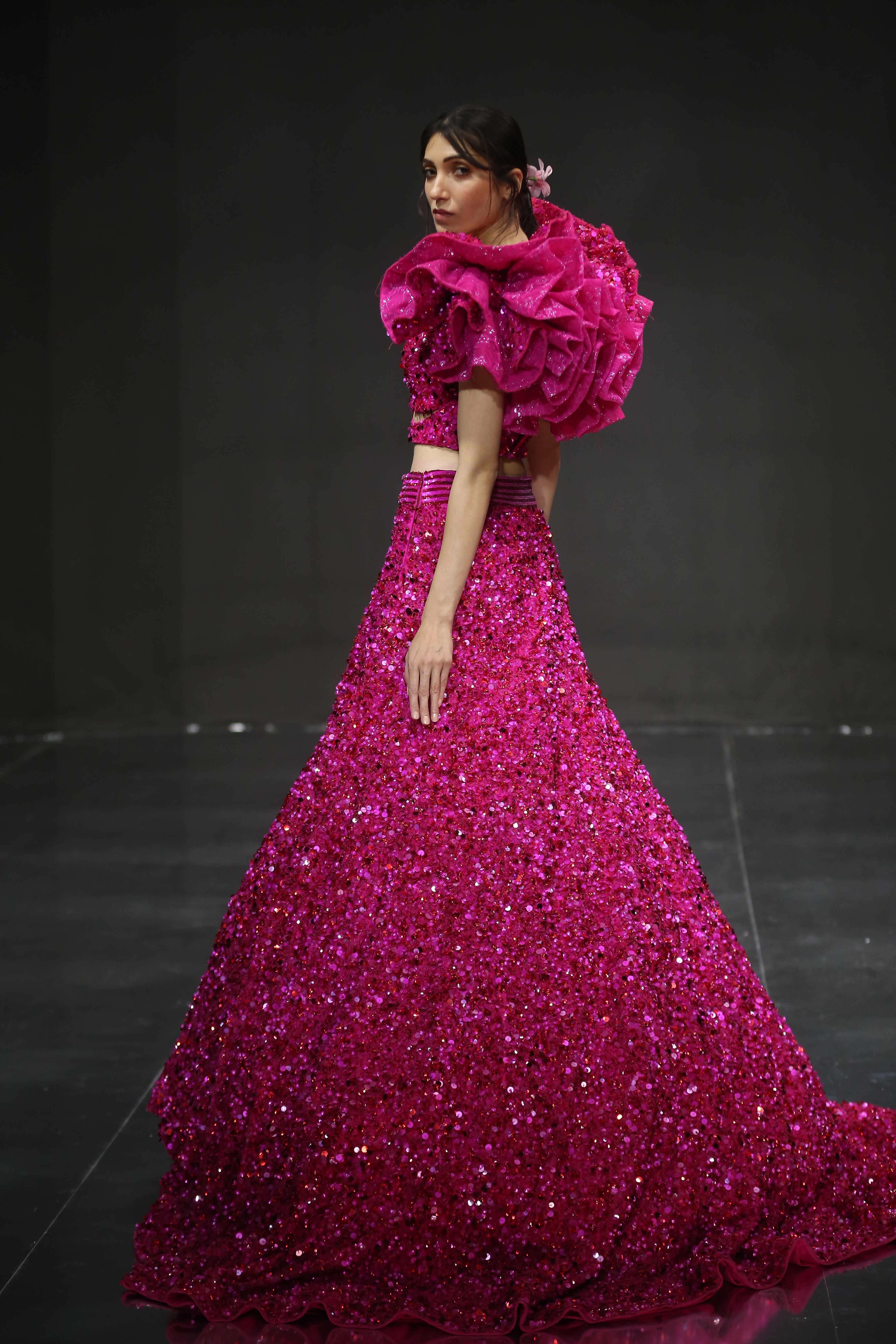 A model in a shine-on Suneet Varma creation (Photo: Instagram/FDCIOfficial) A model in a shine-on Suneet Varma creation (Photo: Instagram/FDCIOfficial)