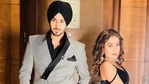 Neha Kakkar and Rohanpreet Singh pose together. Neha Kakkar and Rohanpreet Singh pose together.