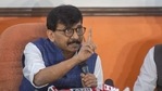 Shiv Sena leader Sanjay Raut seen addressing the media in this file picture from 2020 at Sena Bhavan, Dadar in Mumbai. (Pratik Chorge/Hindustan Times) Shiv Sena leader Sanjay Raut seen addressing the media in this file picture from 2020 at Sena Bhavan, Dadar in Mumbai. (Pratik Chorge/Hindustan Times)