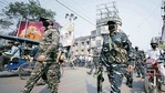 Paramilitary jawans conducting a march at Kadamtala on February 21. (PTI File) Paramilitary jawans conducting a march at Kadamtala on February 21. (PTI File)