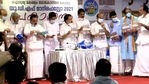 The UDF leaders releasing their election manifesto in Thiruvananthapuram on Saturday,(ANI Photo) The UDF leaders releasing their election manifesto in Thiruvananthapuram on Saturday,(ANI Photo)