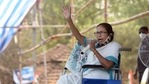 West Bengal Chief Minister Mamata Banerjee addresses a public meeting ahead of the state assembly polls, in Purba Medinipur. (PTI Photo)
