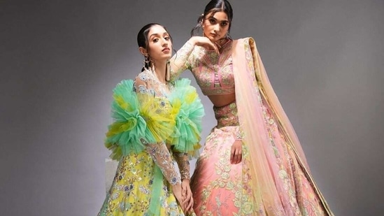 Models wearing pieces from Suneet Varma's newest collection.(Instagram) Models wearing pieces from Suneet Varma's newest collection.(Instagram)