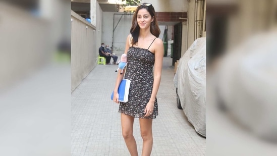 The Khaali Peeli actor chose a black sheer spaghetti strap mini dress that had a subtle flowy vibe to it.(Varinder Chawla)
