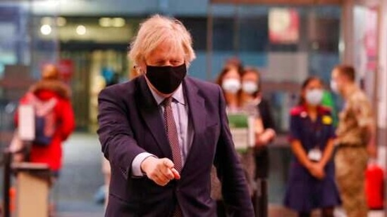 Britain's Prime Minister Boris Johnson gestures as he arrives to receive the first dose of the AstraZeneca vaccine on Friday. (AP File Photo ) Britain's Prime Minister Boris Johnson gestures as he arrives to receive the first dose of the AstraZeneca vaccine on Friday. (AP File Photo )