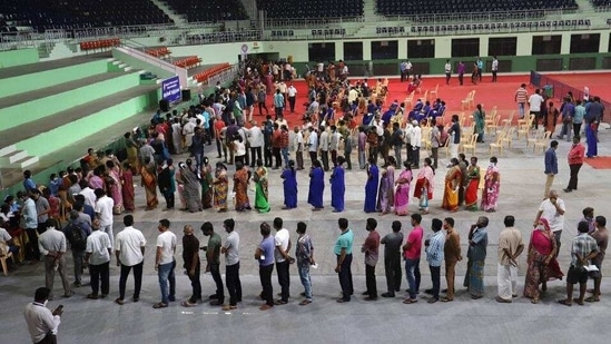 Front line workers at a vaccination centre in Chennai. (PTI)