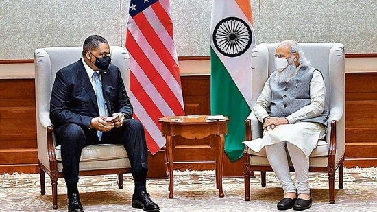 US Secretary of Defense Lloyd James Austin III called on Prime Minister Narendra Modi, in New Delhi. (ANI Photo) US Secretary of Defense Lloyd James Austin III called on Prime Minister Narendra Modi, in New Delhi. (ANI Photo)