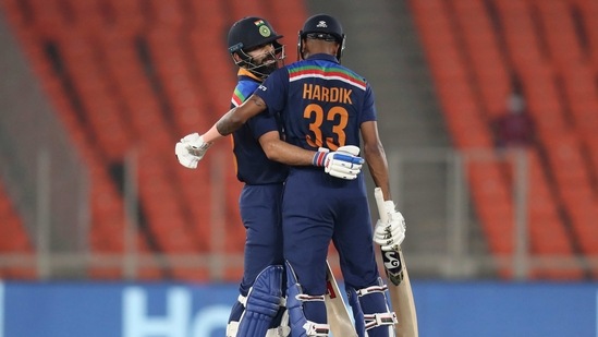 India captain Virat Kohli with Hardik Pandya.(AP) India captain Virat Kohli with Hardik Pandya.(AP)