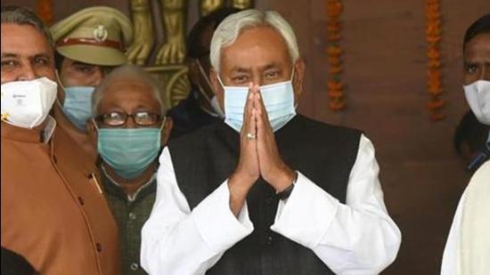 Patna, India – November 26, 2020: Chief Minister Nitish Kumar arrives to attend a joint session of the Bihar Assembly in Patna, Bihar, India on Thursday November 26, 2020. (Photo by Santosh Kumar/ Hindustan Times)