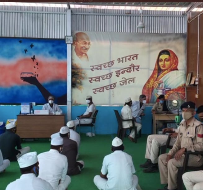 Authorities said that Indore Central Jail was given 300 doses of Covishield vaccine, and 150 were administered on Saturday. (ANI) (ANI) Authorities said that Indore Central Jail was given 300 doses of Covishield vaccine, and 150 were administered on Saturday. (ANI) (ANI)