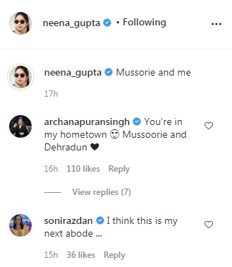 Comments on the post (Instagram/ neena_gupta)