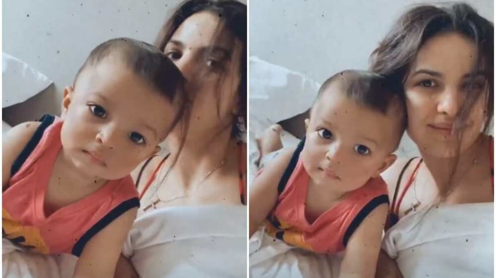 Natasa Stankovic plants a kiss on son Agastya’s head, jokes he is the reason behind her messy look