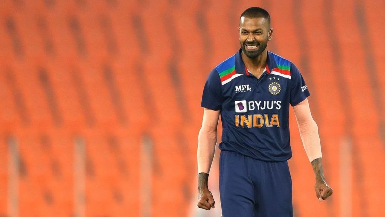 Hardik Pandya Fans - @hardikpandya93 in Team India's Away Jersey 💙🧡 . . . H  A R D I K ❤️🔥🌏 . . #hardikpandya #hardik #hardikpandyafc #hardikpandyafc_  #hardikpandya93 #hardikpandyafanclub #cricket #bc