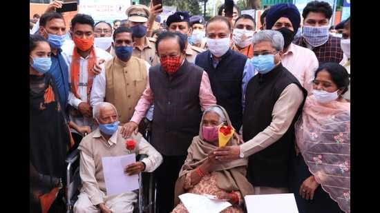 Union health minister Dr Harsh Vardhan during a function in Chandigarh on Sunday.