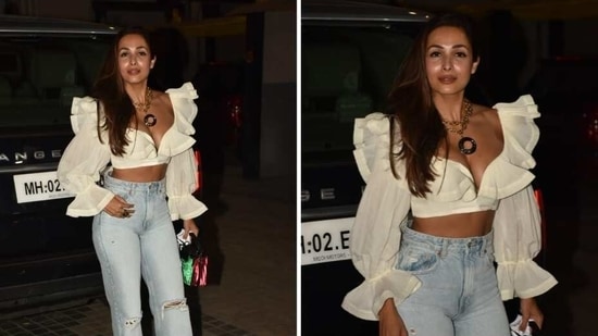 Malaika Arora looks ultra chic in white crop top and bell-bottom jeans: In  Pics, News