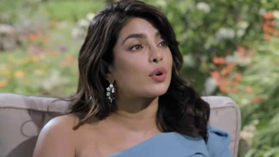 Priyanka Chopra during an interview with Oprah Winfrey.