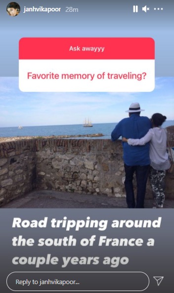 Janhvi Kapoor's pic about favourite travel memory. Janhvi Kapoor's pic about favourite travel memory.