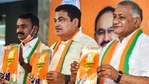 Union Minister for Road, Transport and Highways, and BJP senior leader, Nitin Gadkari while releasing party manifesto for the Tamil Nadu assembly polls, in Chennai, Monday, March 22, 2021. (PTI) Union Minister for Road, Transport and Highways, and BJP senior leader, Nitin Gadkari while releasing party manifesto for the Tamil Nadu assembly polls, in Chennai, Monday, March 22, 2021. (PTI)