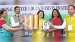 School principal-cum-director Dr. Neeti C Kaoshik, centre, flanked by NCERT secretary Major Harsh Kumar, left, and squadron leader Toolika Rani during the award ceremony. School principal-cum-director Dr. Neeti C Kaoshik, centre, flanked by NCERT secretary Major Harsh Kumar, left, and squadron leader Toolika Rani during the award ceremony.