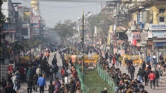 A view of the pedestrian corridor made under the Chandni Chowk redevelopment project in New Delhi. (Sanchit Khanna/HT PHOTO) A view of the pedestrian corridor made under the Chandni Chowk redevelopment project in New Delhi. (Sanchit Khanna/HT PHOTO)