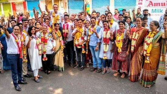 The BJP led panel won 25 out of 30 seats in the municipal elections in Panaji.(Image via Twitter) The BJP led panel won 25 out of 30 seats in the municipal elections in Panaji.(Image via Twitter)