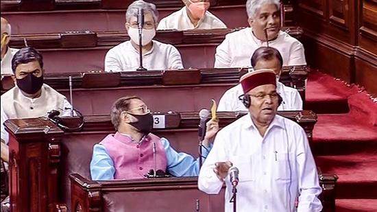 Union Minister Thaawar Chand Gehlot speaks in the Rajya Sabha during the Budget Session of Parliament in New Delhi on Monday. (PTI PHOTO.)