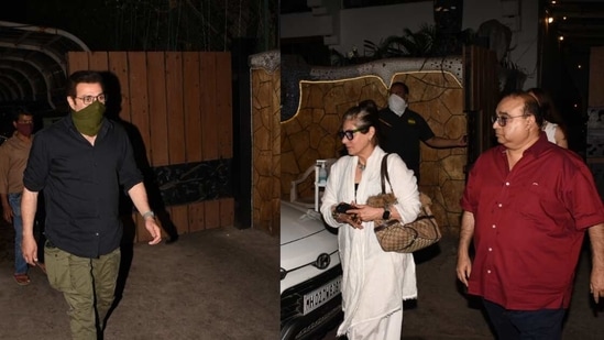 Dimple Kapadia, Sunny Deol and Rajkumar Santoshi at Karim Morani's birthday bash. (Varinder Chawla)