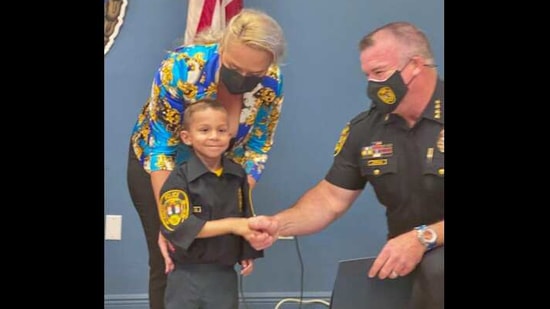 After being sworn in as a police officer, Jeremiah continued his birthday celebration with a special party. (Facebook/@North Miami PD) After being sworn in as a police officer, Jeremiah continued his birthday celebration with a special party. (Facebook/@North Miami PD)