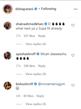 Comments on the post (Instagram/ dishapatani)