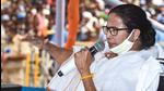 West Bengal CM Mamata Banerjee addresses an election rally, ahead of West Bengal assembly polls, in Purulia district on Tuesday. (PTI PHOTO.)