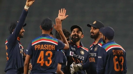 Virat Kohli celebrates with his teammates.(BCCI)