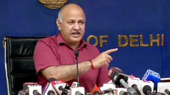 Deputy Chief Minister Manish Sisodia addresses a press conference on the ban of government liquor shops, in New Delhi on Sunday.